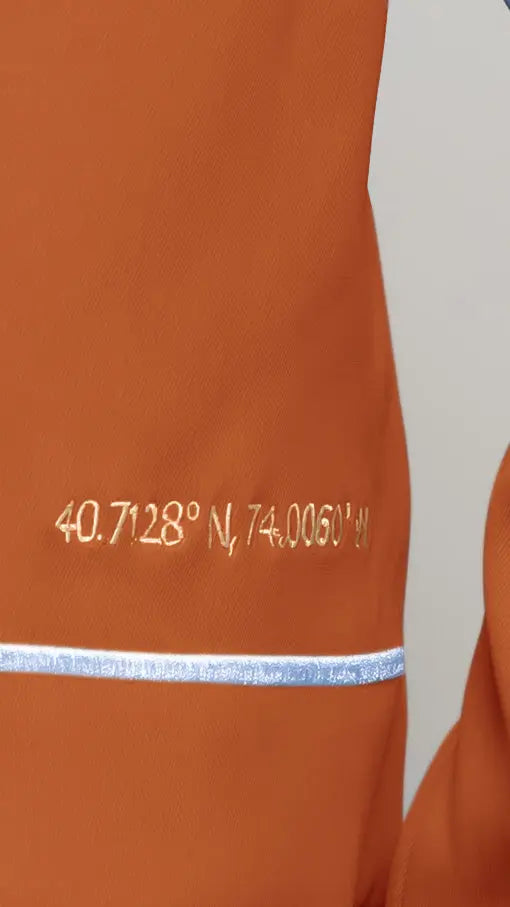 Photo of model in the Arius Juan Nature's Gift: Burnt Orange Cropped Blazer posing for product picture.