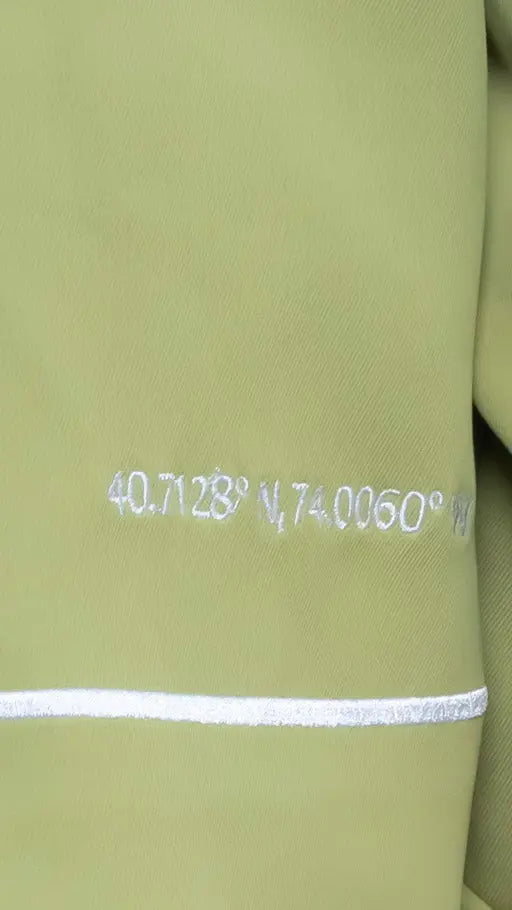 Photo of model in the Arius Juan Nature's Gift: Olive Green Cropped Blazer posing for product picture.