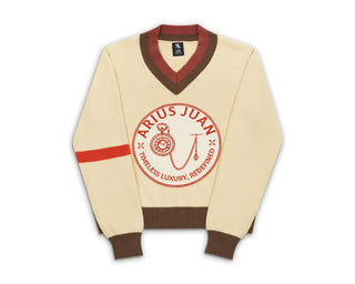 Cream American Prep Timeless V-Neck Sweater (Made To Order) - Arius Juan