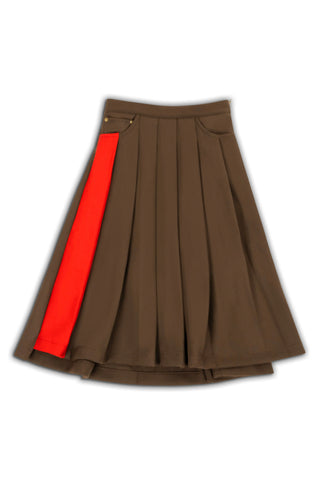 Chocolate American Prep Pleated Skirt (Made To Order) - Arius Juan