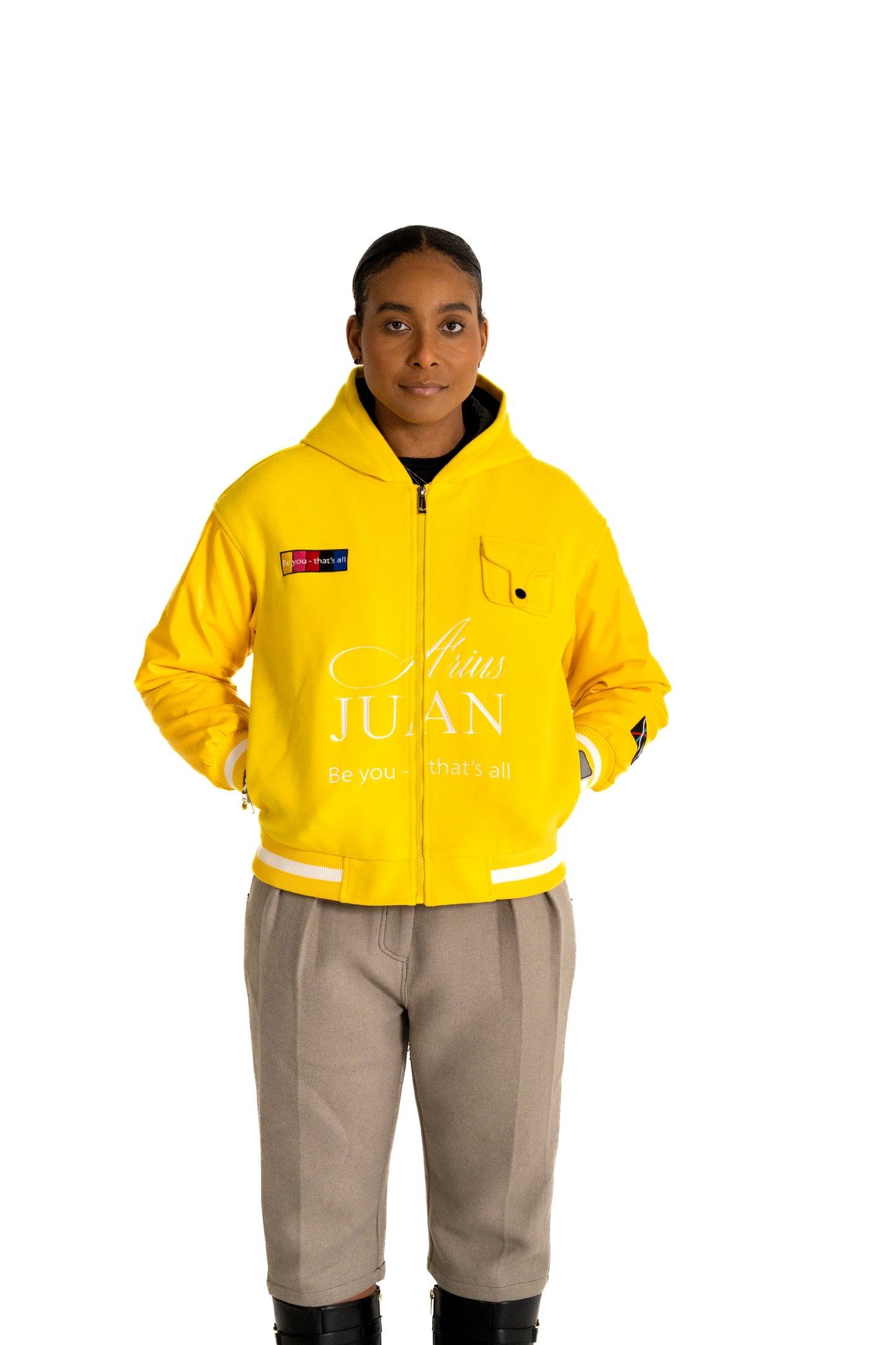 SCBA x Arius Juan Cropped Slim Fit Bomber Jacket (Pre-Made)