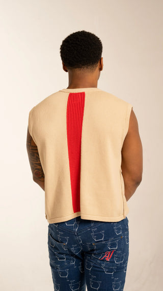 Cream American Prep Sleeveless Sweater (Made To Order) - Arius Juan