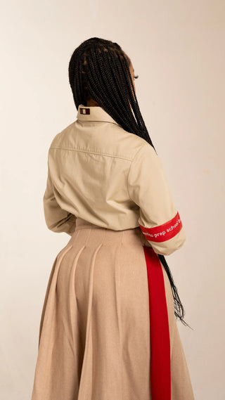 Cream American Prep Pleated Skirt (Made To Order) - Arius Juan