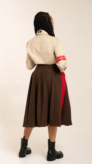 Chocolate American Prep Pleated Skirt (Made To Order) - Arius Juan